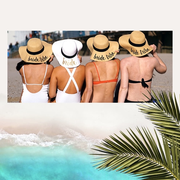 NWT Bride Tribe Beach Floppy Sun Hats (Set of 7) - Picture 2 of 5